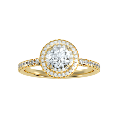 Terrific Halo Diamond Ring In 925 Sterling Silver - Ten