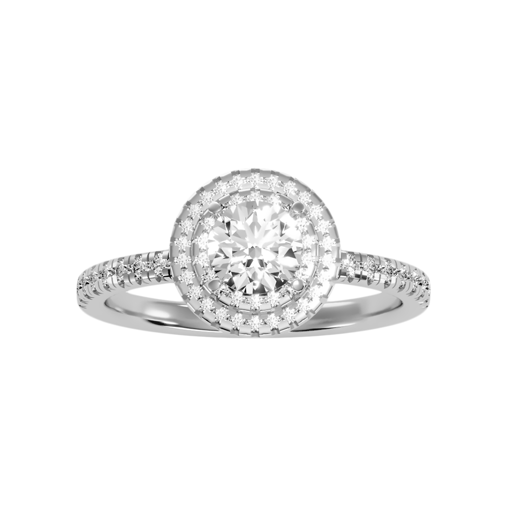 Terrific Halo Diamond Ring In 925 Sterling Silver - Three
