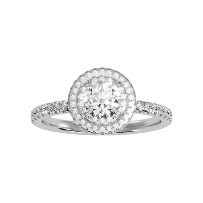Terrific Halo Diamond Ring In 925 Sterling Silver - Three