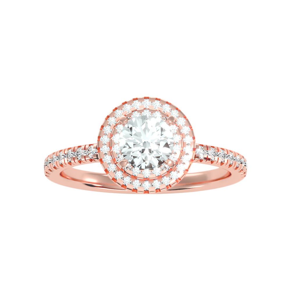 Terrific Halo Diamond Ring In 925 Sterling Silver - Five