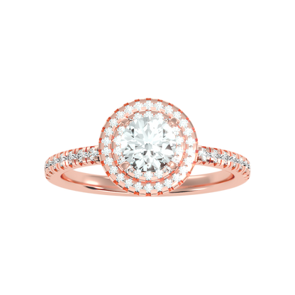 Terrific Halo Diamond Ring In 925 Sterling Silver - Five