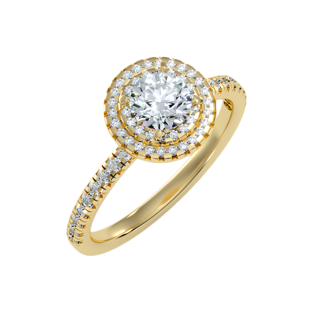 Terrific Halo Diamond Ring In 925 Sterling Silver - Nine