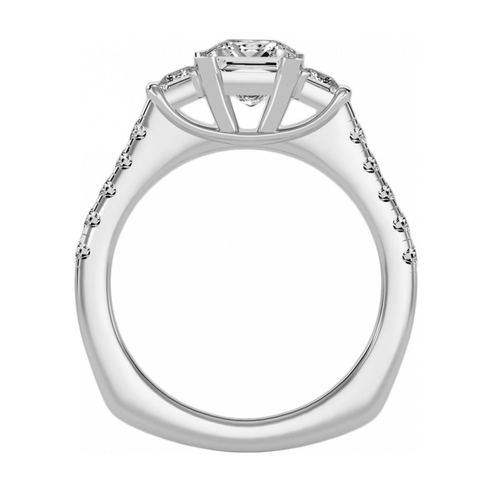 The Cutting Edge Three Stone Ring In 925 Sterling Silver - One