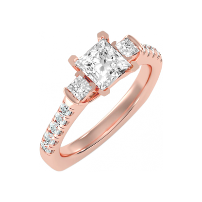 The Cutting Edge Three Stone Ring In 925 Sterling Silver - Ten