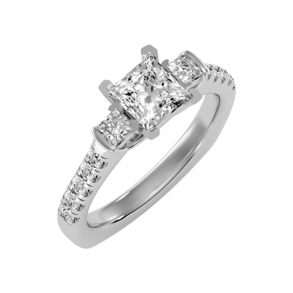 The Cutting Edge Three Stone Ring In 925 Sterling Silver - Two