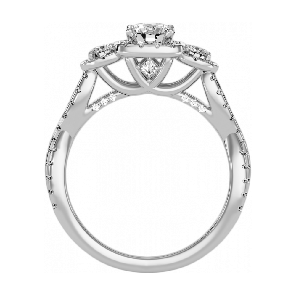 The Divine Three Stone Ring In 925 Sterling Silver - One