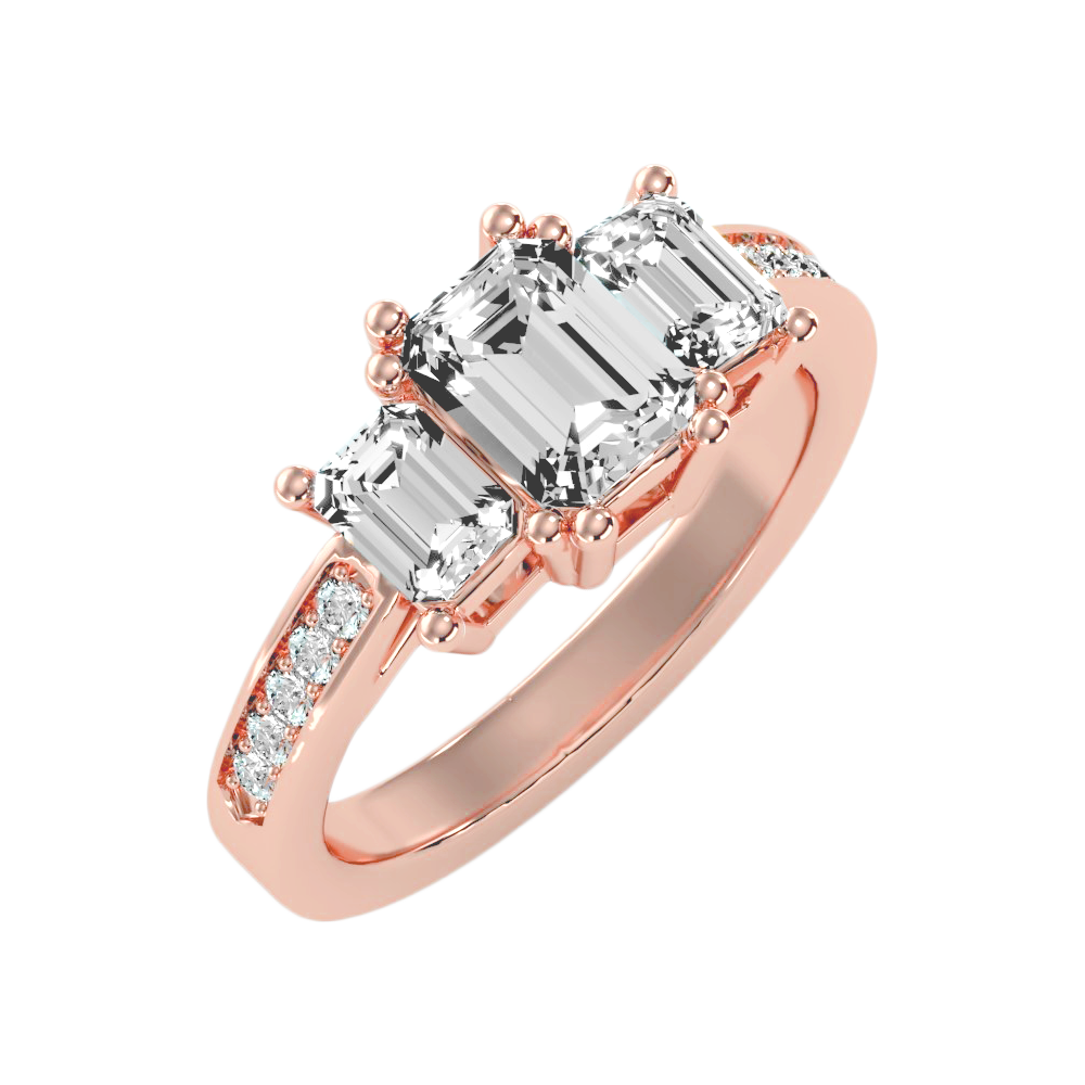 The Fashionable Three Stone Ring In 925 Sterling Silver - Ten