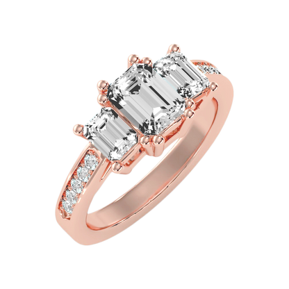 The Fashionable Three Stone Ring In 925 Sterling Silver - Ten