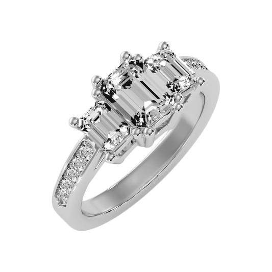 The Fashionable Three Stone Ring In 925 Sterling Silver - Two