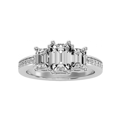 The Fashionable Three Stone Ring In 925 Sterling Silver - Four