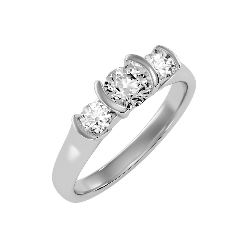 The Stylish Three Stone Ring In 925 Sterling Silver - Two