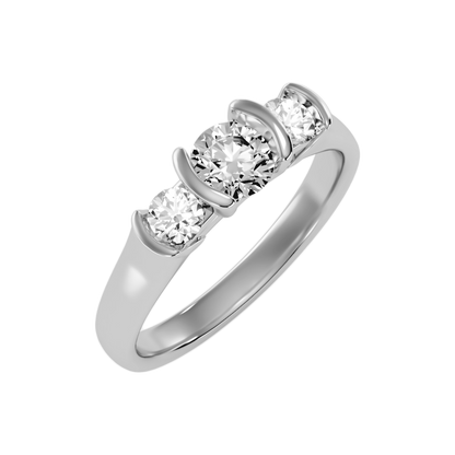 The Stylish Three Stone Ring In 925 Sterling Silver - Two