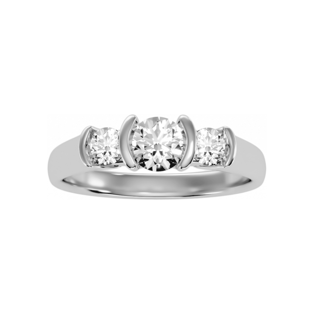 The Stylish Three Stone Ring In 925 Sterling Silver - Four