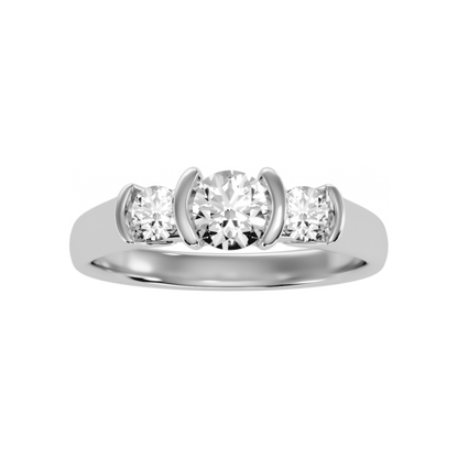 The Stylish Three Stone Ring In 925 Sterling Silver - Four