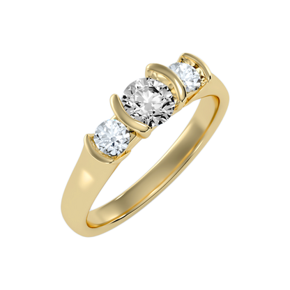 The Stylish Three Stone Ring In 925 Sterling Silver - Six