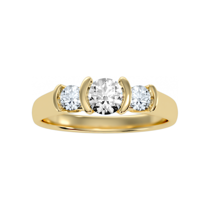 The Stylish Three Stone Ring In 925 Sterling Silver - Eight