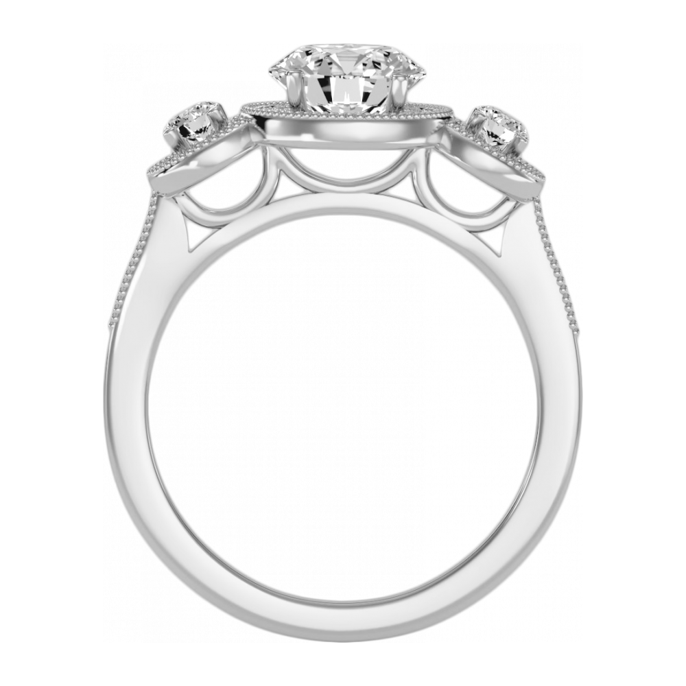Three Round Diamond Shaped Ring In 925 Sterling Silver - One