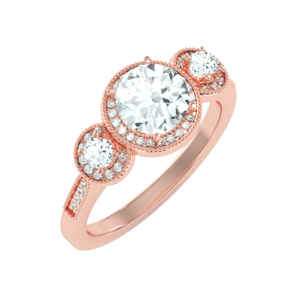 Three Round Diamond Shaped Ring In 925 Sterling Silver - Ten