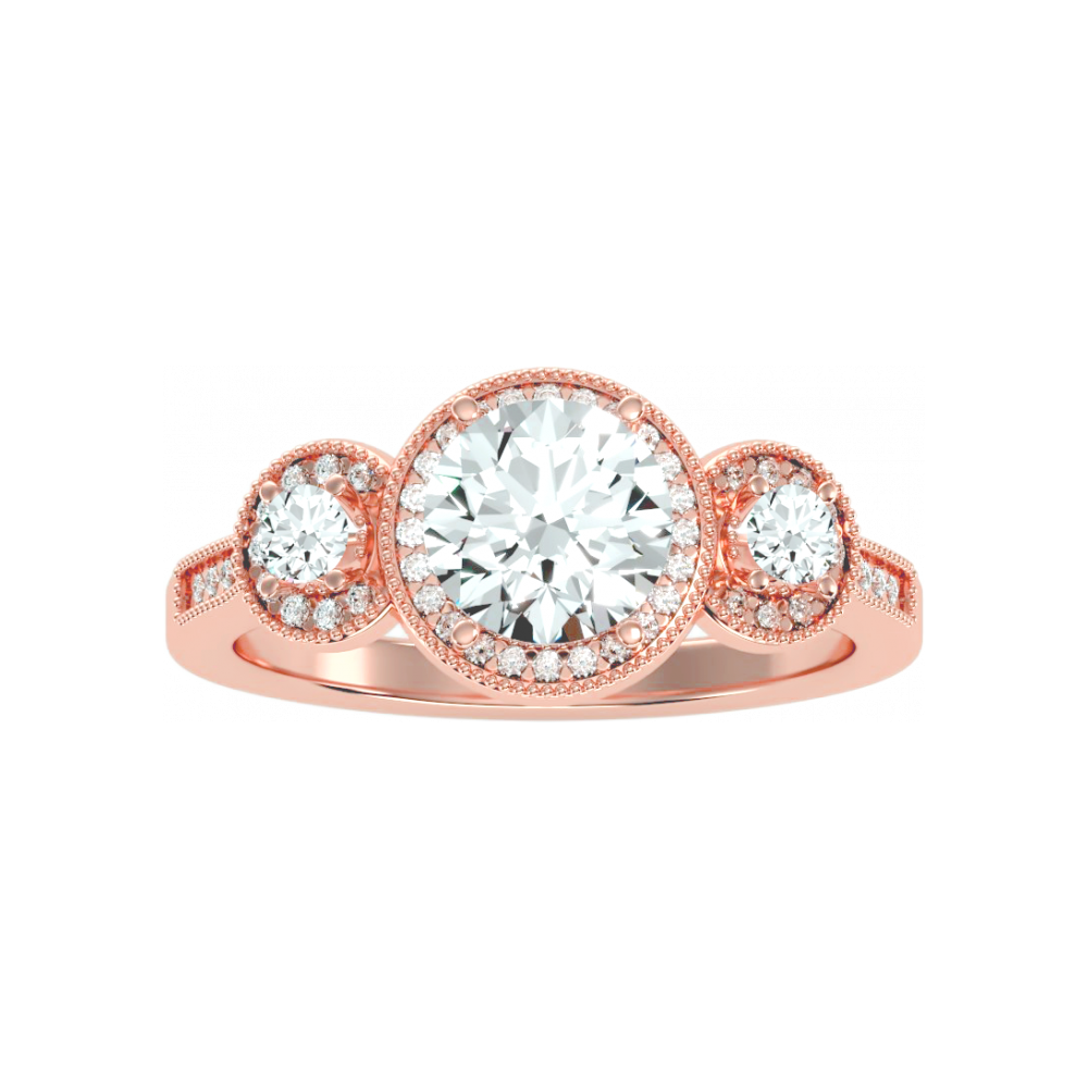 Three Round Diamond Shaped Ring - Twelve