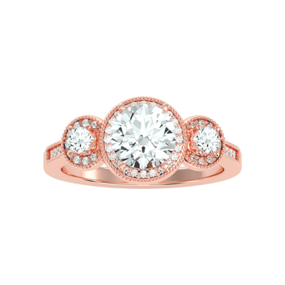 Three Round Diamond Shaped Ring - Twelve