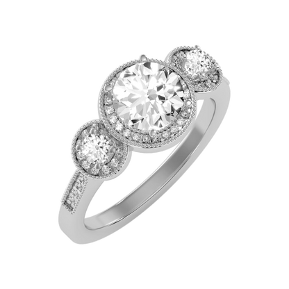 Three Round Diamond Shaped Ring - Two