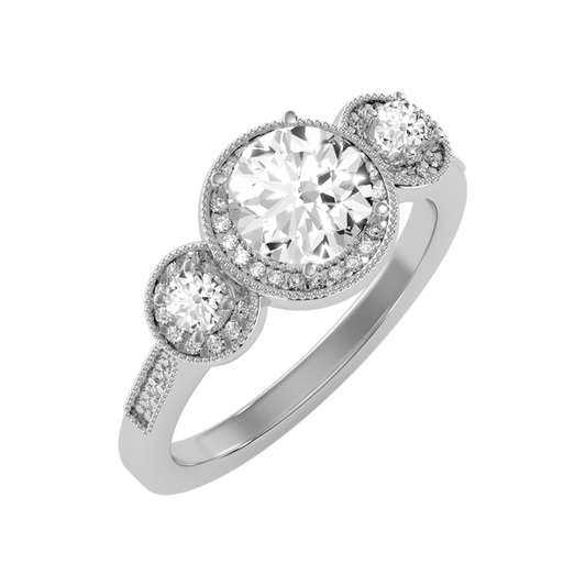 Three Round Diamond Shaped Ring - Two