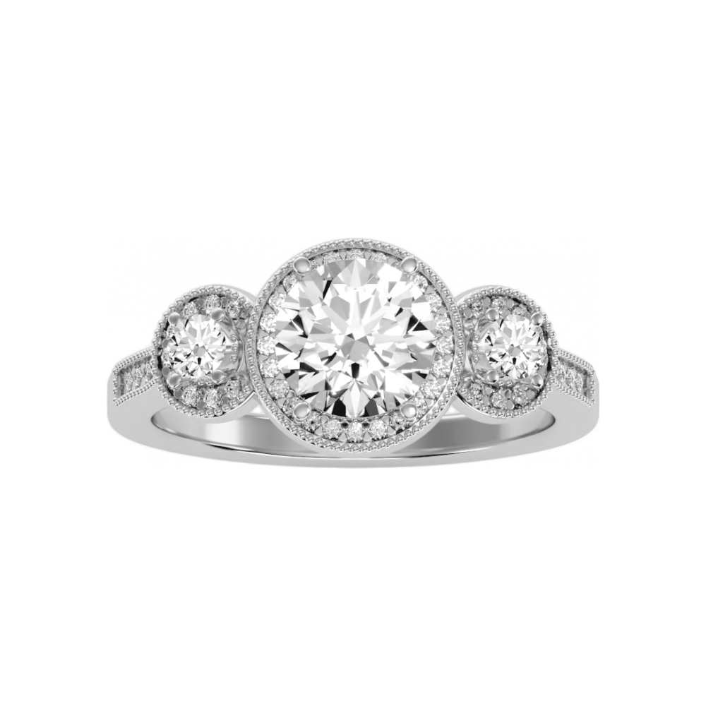 Three Round Diamond Shaped Ring In 925 Sterling Silver - Four