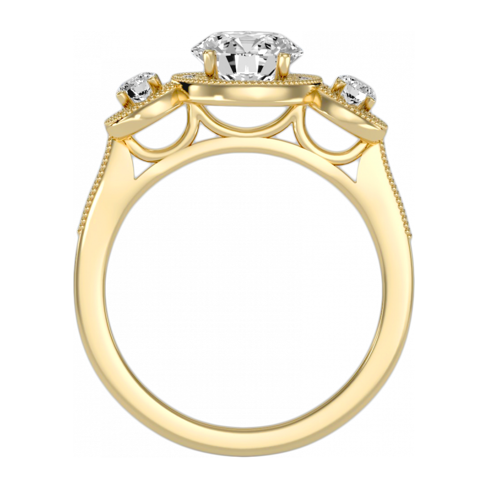 Three Round Diamond Shaped Ring - Five