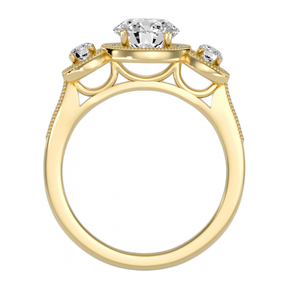 Three Round Diamond Shaped Ring - Five