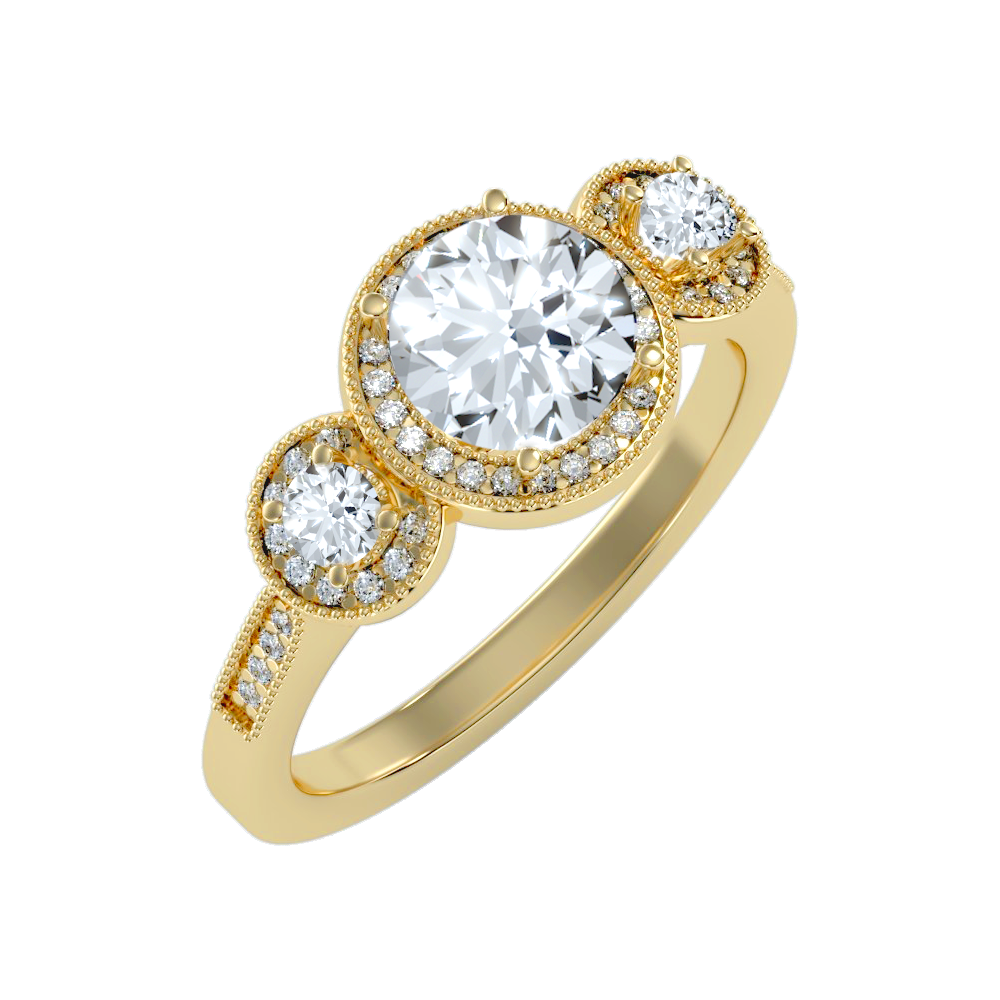 Three Round Diamond Shaped Ring - Six