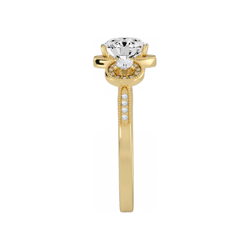 Three Round Diamond Shaped Ring In 925 Sterling Silver - Seven