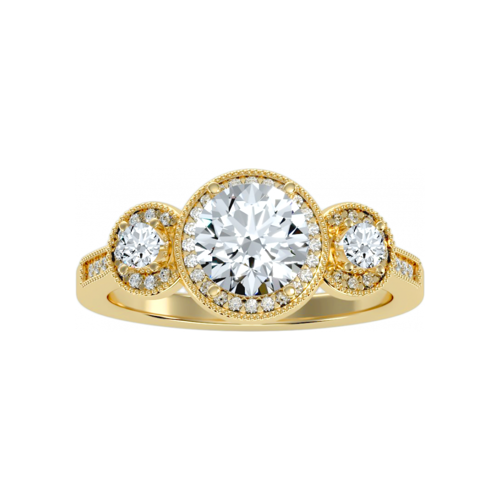 Three Round Diamond Shaped Ring In 925 Sterling Silver - Eight