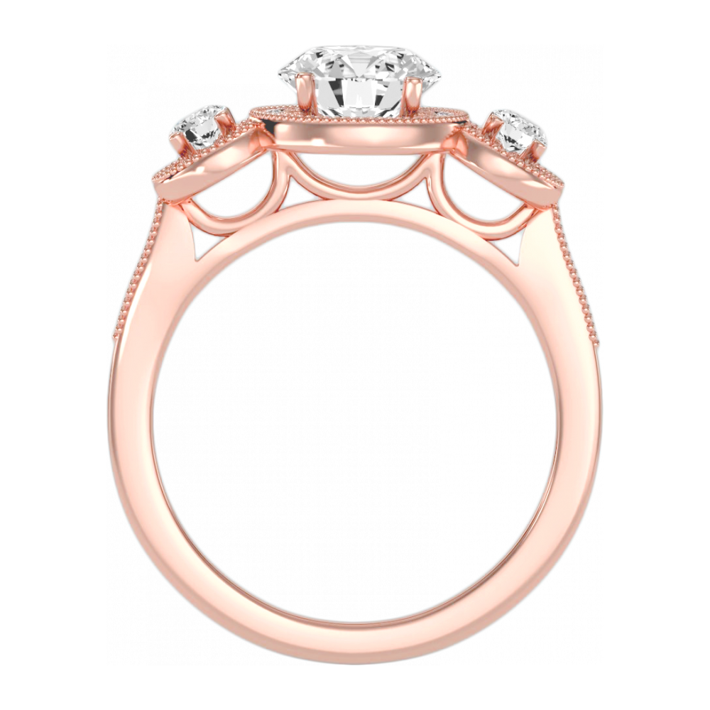 Three Round Diamond Shaped Ring In 925 Sterling Silver - Nine