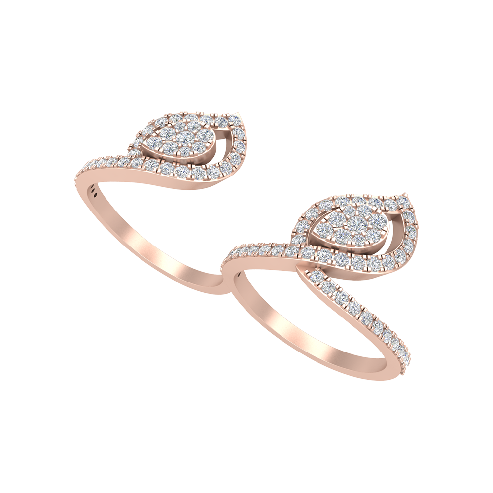 Tiara Two Finger Ring In 925 Sterling Silver - One