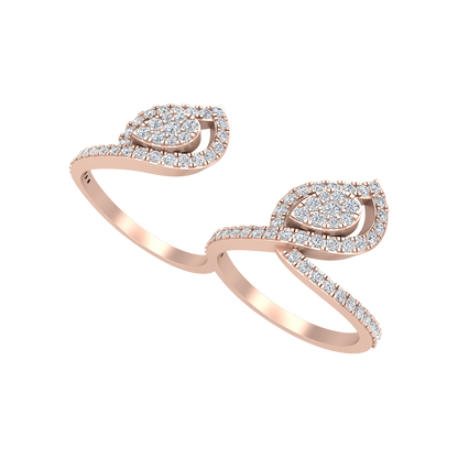 Tiara Two Finger Ring In 925 Sterling Silver - One