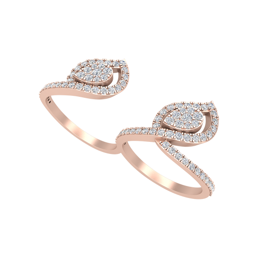 Tiara Two Finger Ring In 925 Sterling Silver - One