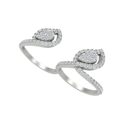 Tiara Two Finger Ring In 925 Sterling Silver - Five