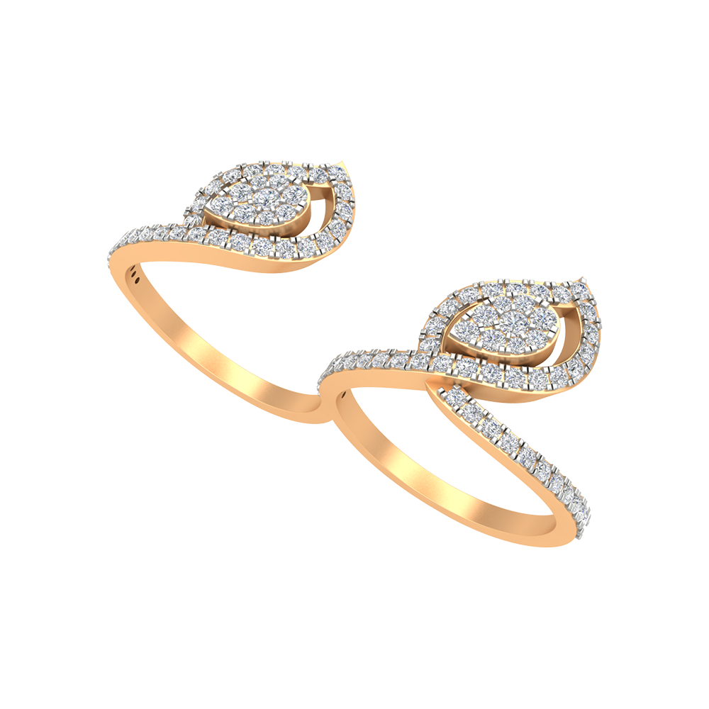 Tiara Two Finger Ring In 925 Sterling Silver - Nine