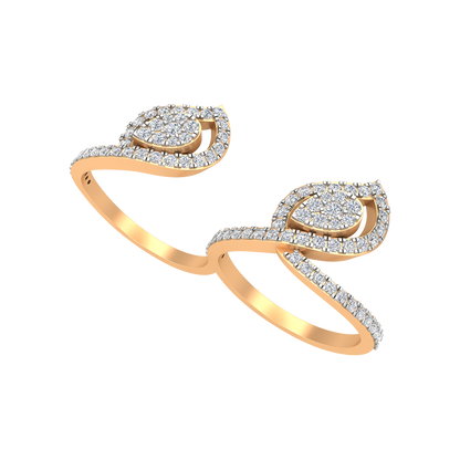 Tiara Two Finger Ring In 925 Sterling Silver - Nine