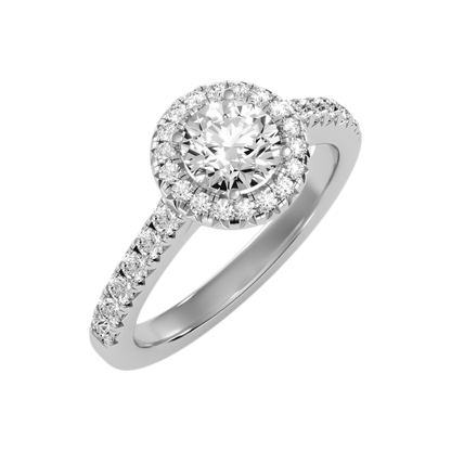 Titan Classic Halo Diamond Engagement Ring In 925 Sterling Silver - One