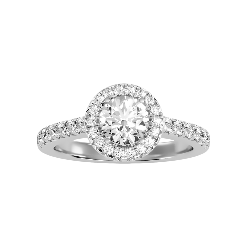 Titan Classic Halo Diamond Engagement Ring In 925 Sterling Silver - Three