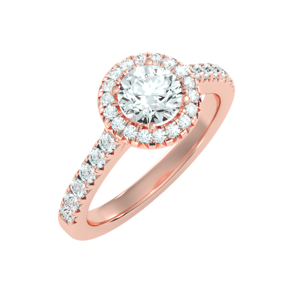 Titan Classic Halo Diamond Engagement Ring In 925 Sterling Silver - Seven
