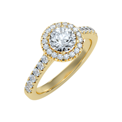 Titan Classic Halo Diamond Engagement Ring In 925 Sterling Silver - Nine