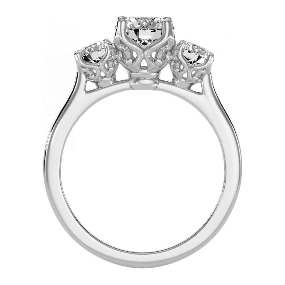 Trio Round Diamond Engagement Ring - One