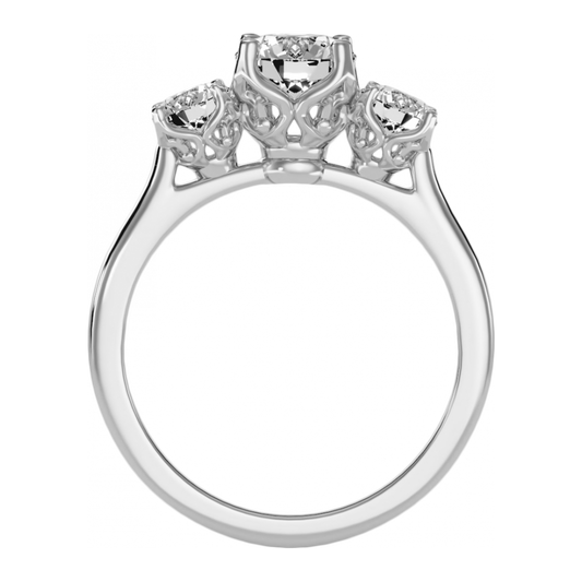 Trio Round Diamond Engagement Ring - One