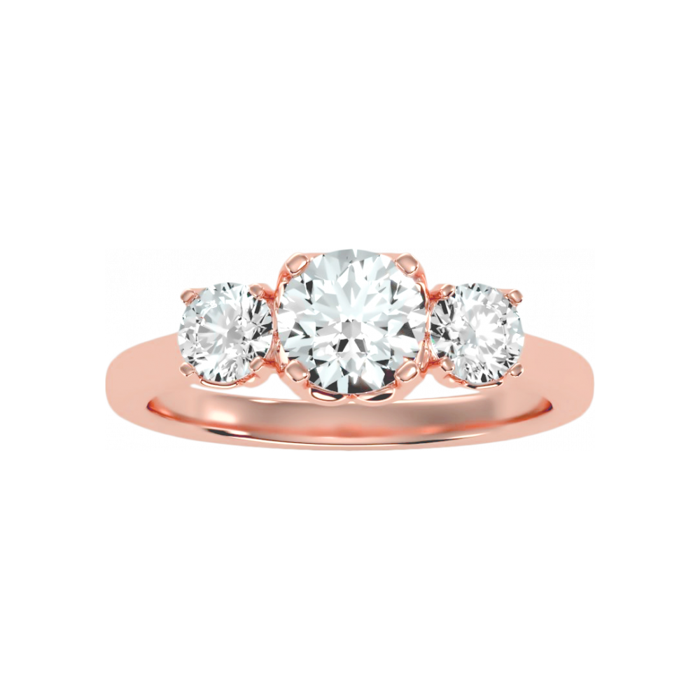 Trio Round Diamond Engagement Ring In 925 Sterling Silver - Twelve