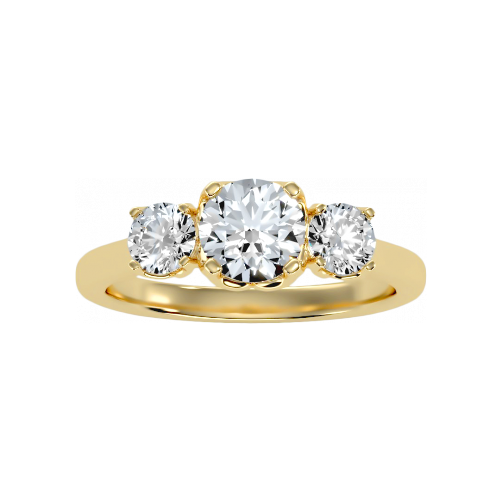 Trio Round Diamond Engagement Ring - Eight