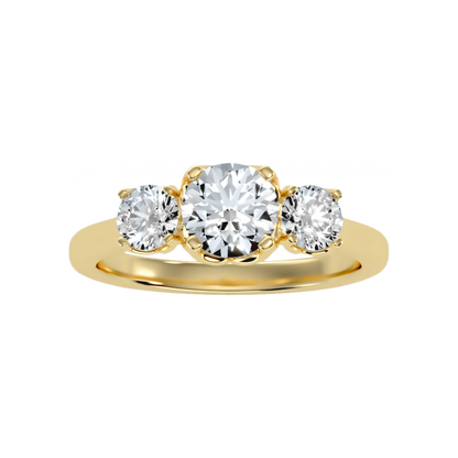 Trio Round Diamond Engagement Ring In 925 Sterling Silver - Eight