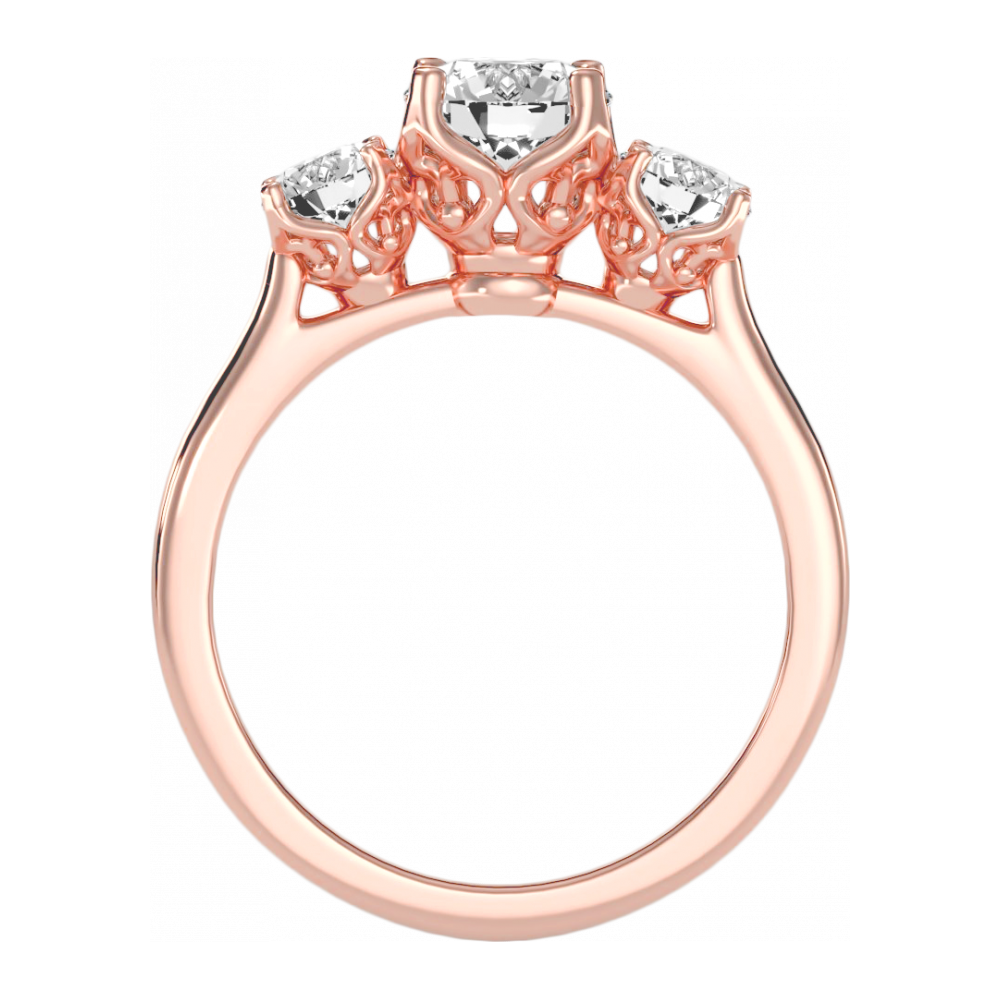 Trio Round Diamond Engagement Ring In 925 Sterling Silver - Nine
