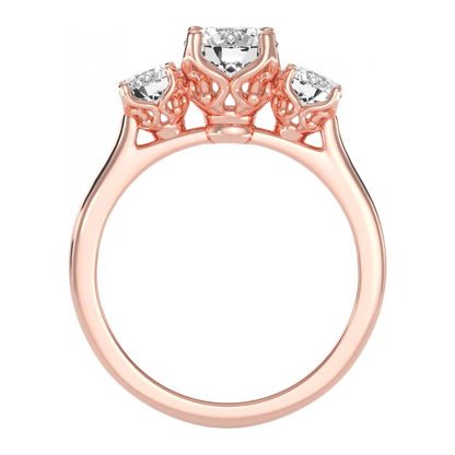 Trio Round Diamond Engagement Ring In 925 Sterling Silver - Nine